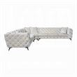 Ronia Sectional Sofa- 4 Throw Pillows- Tufted Ivory White- 133 Inch