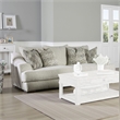 Syma Sofa- Ivory Boucle- 4 Throw Pillows- Sloped Track Arms- 102 Inch