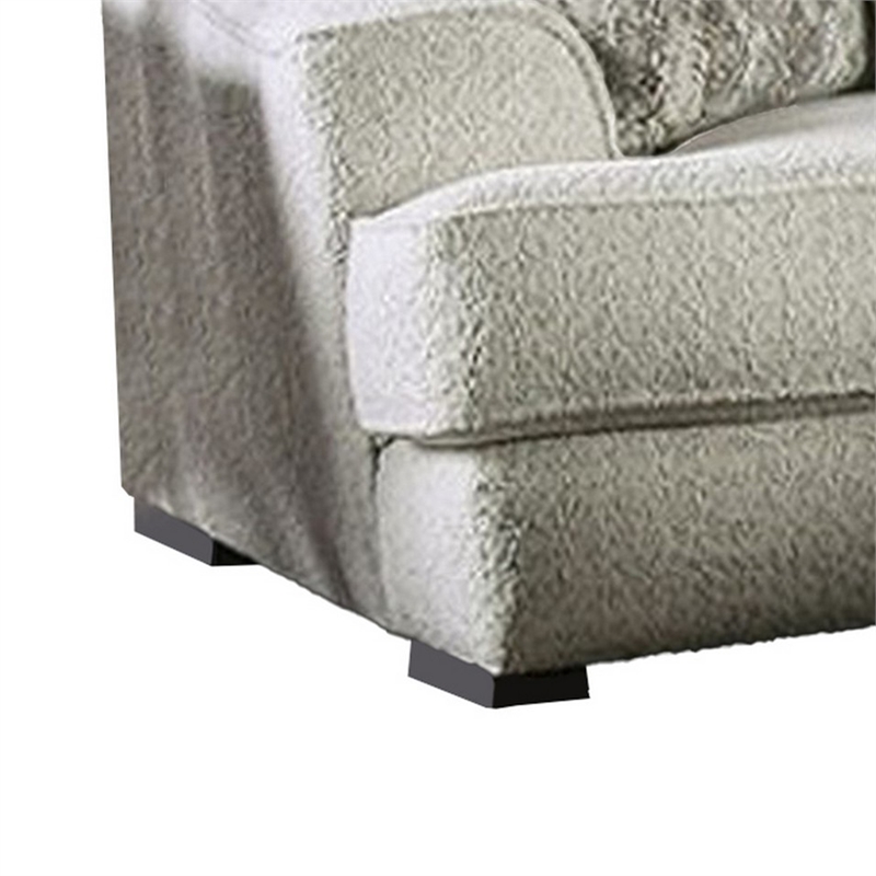 Syma Sofa- Ivory Boucle- 4 Throw Pillows- Sloped Track Arms- 102 Inch