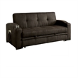 Futon Sofa- Brown Fabric Upholstery- Pull Out Base- Button Tufting
