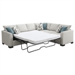 Ashlee Sleeper Sectional Sofa- Greige Chenille- 6 Pillows- 111 Inch