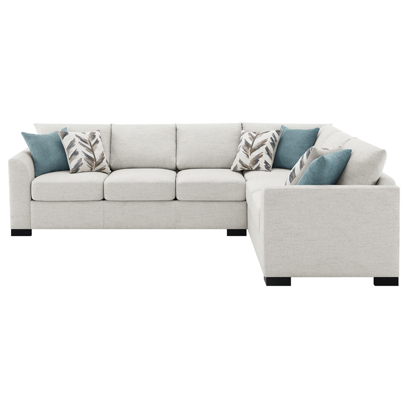 Ashlee Sleeper Sectional Sofa- Greige Chenille- 6 Pillows- 111 Inch