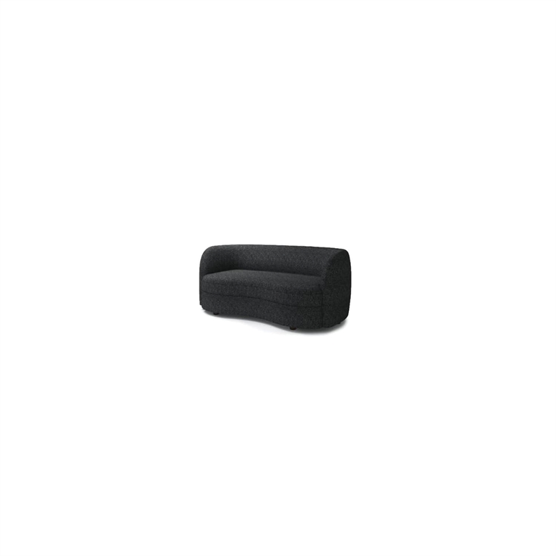 Srey Loveseat- 64 Inch- Plush Black Boucle- Soft Curved Kidney Shape