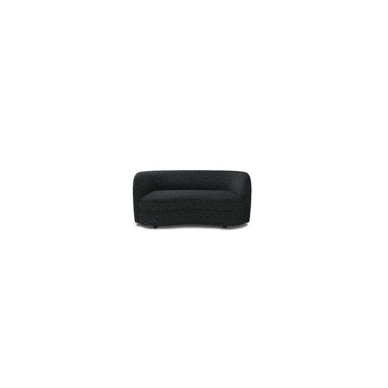 Srey Loveseat- 64 Inch- Plush Black Boucle- Soft Curved Kidney Shape