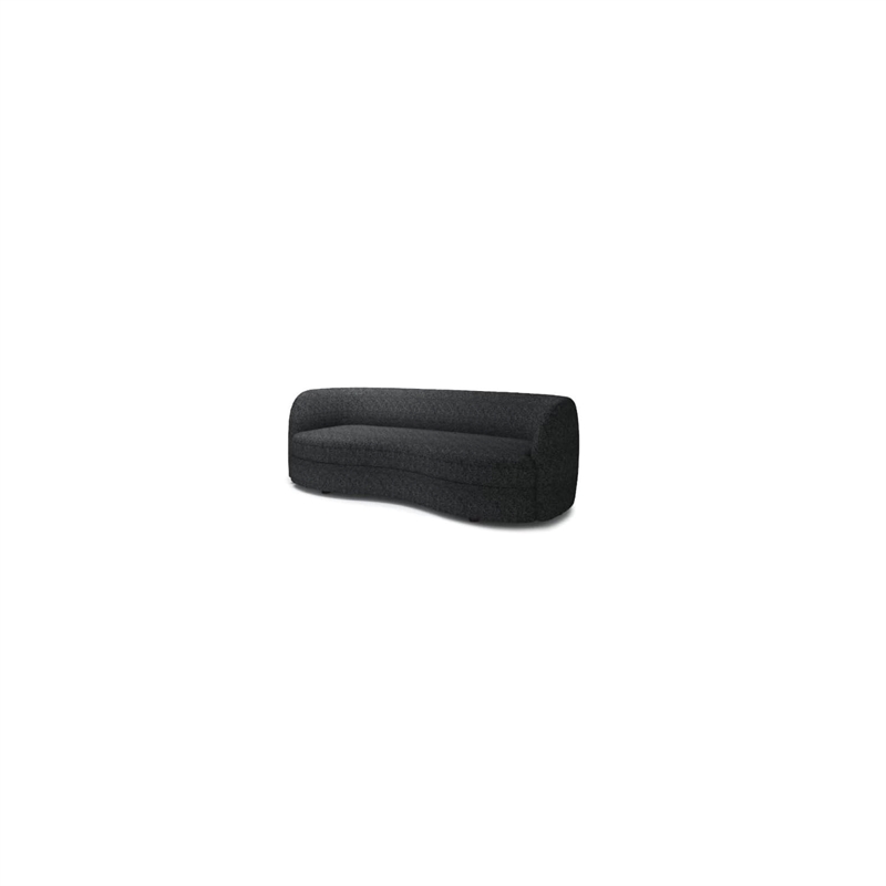 Srey Sofa- 84 Inch- Plush Black Boucle- Curved Curved Kidney Shape