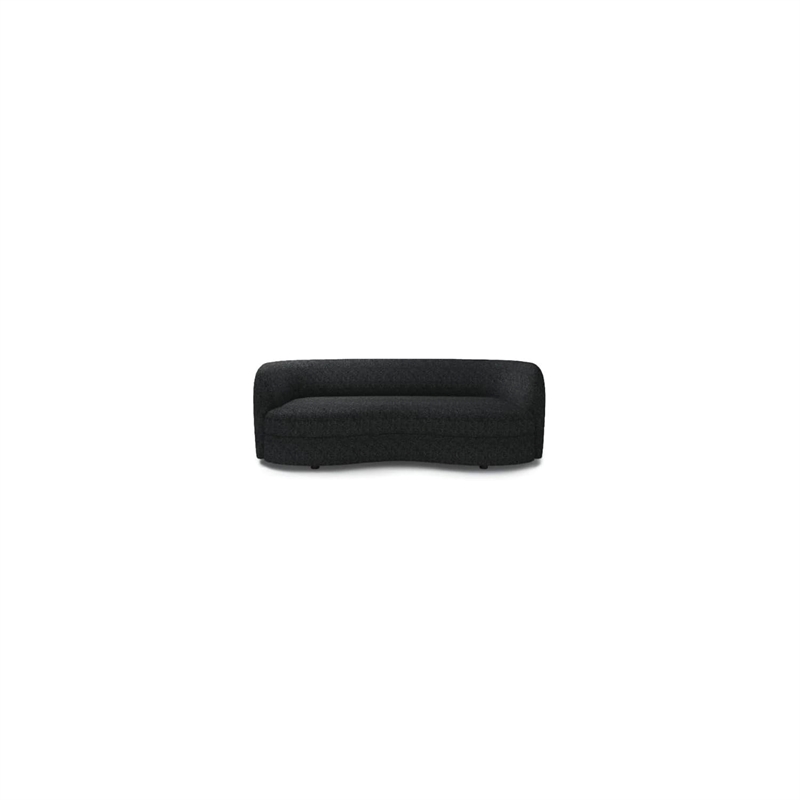 Srey Sofa- 84 Inch- Plush Black Boucle- Curved Curved Kidney Shape