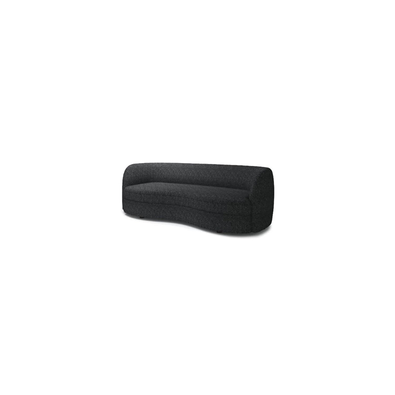 Srey Sofa- 84 Inch- Plush Black Boucle- Curved Curved Kidney Shape