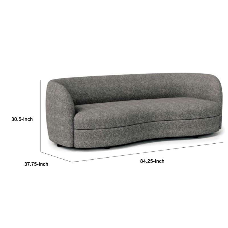 Srey Sofa- 84 Inch- Charcoal Gray Boucle- Smooth Curved Kidney Shape