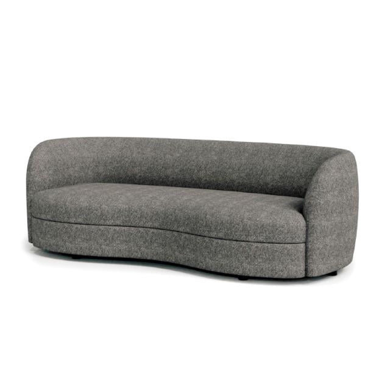 Srey Sofa- 84 Inch- Charcoal Gray Boucle- Smooth Curved Kidney Shape