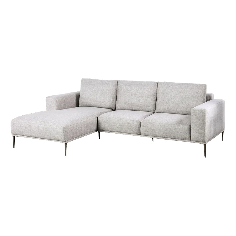 Kevin Sectional Sofa- Left Chaise- Gray Chenille- 98 Inch- Metal Legs