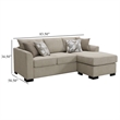 Storia Sleeper Sectional Chaise Sofa- Camel Brown- 4 Pillows- 84 Inch