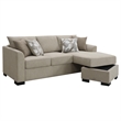 Storia Sleeper Sectional Chaise Sofa- Camel Brown- 4 Pillows- 84 Inch