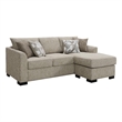 Storia Sleeper Sectional Chaise Sofa- Camel Brown- 4 Pillows- 84 Inch
