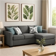 Storia Sleeper Sectional Chaise Sofa- Heather Gray- 4 Pillows- 84 Inch