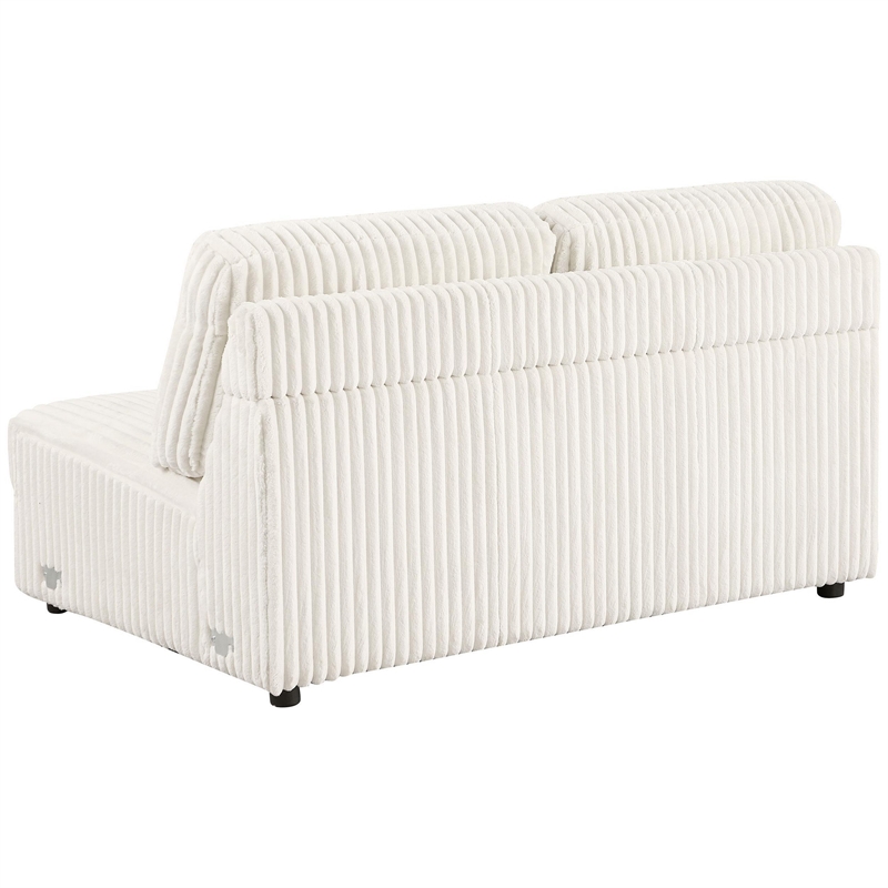 Sono Modular Armless Loveseat- 60 Inch- Ivory Fabric Channel Tufting