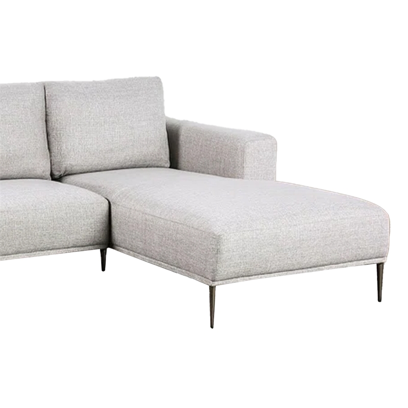 Kevin Sectional Sofa- Right Chaise- Gray Chenille- 98 Inch- Metal Legs