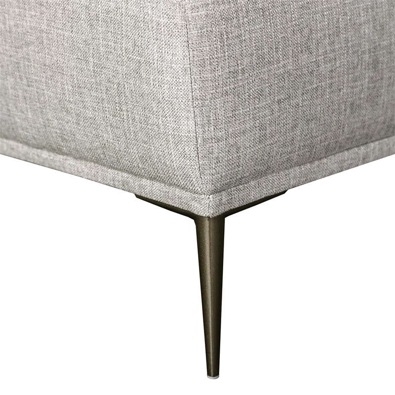 Kevin Sectional Sofa- Right Chaise- Gray Chenille- 98 Inch- Metal Legs