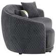 Buo Curved Sofa- 92 Inch- Dark Gray Polyester- Gold Trim- 3 Pillows