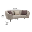 Zui Curved Sofa- 92 Inch- Beige Fabric- Round Design- 3 Accent Pillows