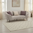 Zui Curved Sofa- 92 Inch- Beige Fabric- Round Design- 3 Accent Pillows