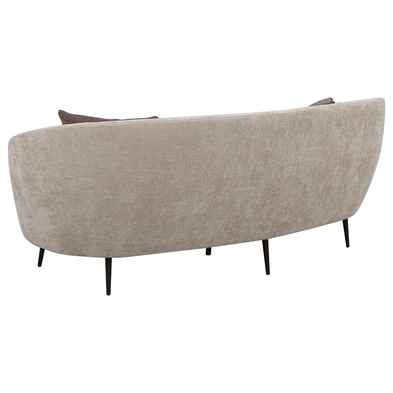 Zui Curved Sofa- 92 Inch- Beige Fabric- Round Design- 3 Accent Pillows