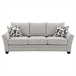 Kito Sofa- 84 Inch Modern Light Gray Fabric- 2 Accent Throw Pillows