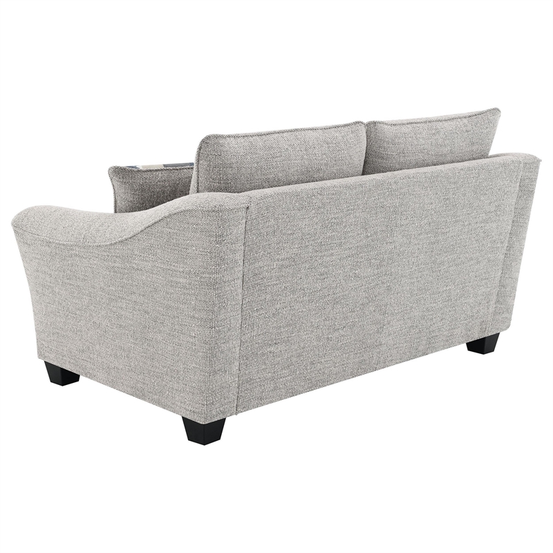 Kito Loveseat- 61 Inch Modern Light Gray Fabric- 2 Accent Pillows