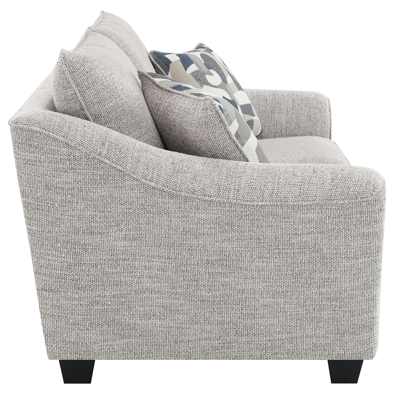 Kito Loveseat- 61 Inch Modern Light Gray Fabric- 2 Accent Pillows