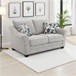 Kito Loveseat- 61 Inch Modern Light Gray Fabric- 2 Accent Pillows