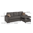Pero Sectional Sofa Pull Out Bed with Storage Chaise- Pillows- Black