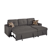 Pero Sectional Sofa Pull Out Bed with Storage Chaise- Pillows- Black