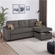 Pero Sectional Sofa Pull Out Bed with Storage Chaise- Pillows- Black