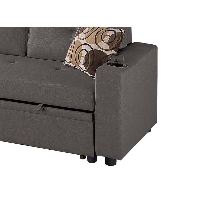 Pero Sectional Sofa Pull Out Bed with Storage Chaise- Pillows- Black