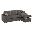 Pero Sectional Sofa Pull Out Bed with Storage Chaise- Pillows- Black