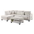 Roe 3pc Sectional Sofa Set with Chaise- Ottoman- 2 Pillows- Ivory