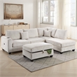 Roe 3pc Sectional Sofa Set with Chaise- Ottoman- 2 Pillows- Ivory