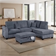 Roe 3pc Sectional Sofa Set with Chaise- Ottoman- 2 Pillows- Dark Gray