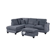 Roe 3pc Sectional Sofa Set with Chaise- Ottoman- 2 Pillows- Dark Gray