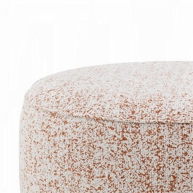Sarah Ottoman- Round 39 Inch- Modern Style White Red Patterned Boucle