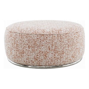 Sarah Ottoman- Round 39 Inch- Modern Style White Red Patterned Boucle