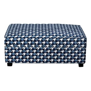 Colin Ottoman- Gray Blue White Houndstooth Polyester- 40in Rectangular