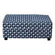 Colin Ottoman- Gray Blue White Houndstooth Polyester- 40in Rectangular