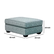 Berrie Ottoman- Teal Blue Polyester Cushioned Top- Black Wood- 40 Inch
