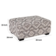 Berrie Ottoman- Geometric Gray White Polyester- Solid Wood- 40 Inch