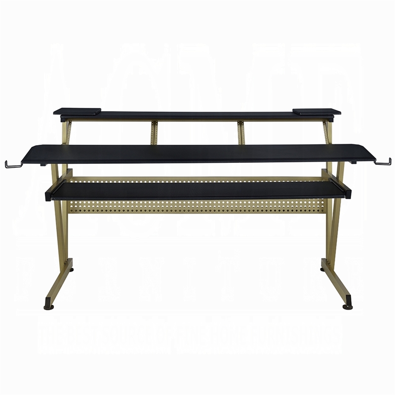 Vion 71 Inch Music Producer Desk for Computer- Black- 3 Tier Shelves