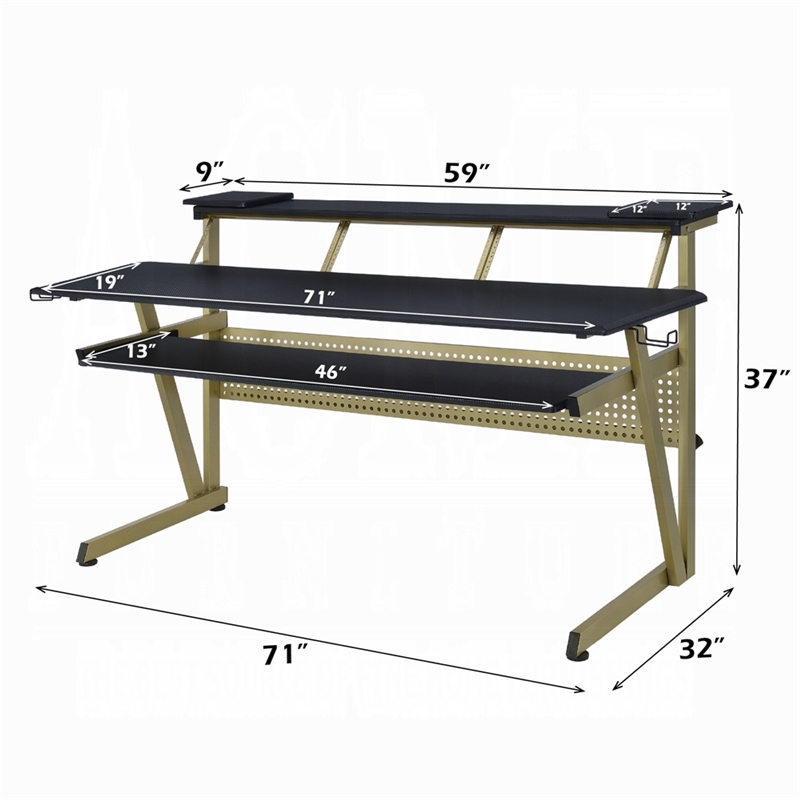 Vion 71 Inch Music Producer Desk for Computer- Black- 3 Tier Shelves