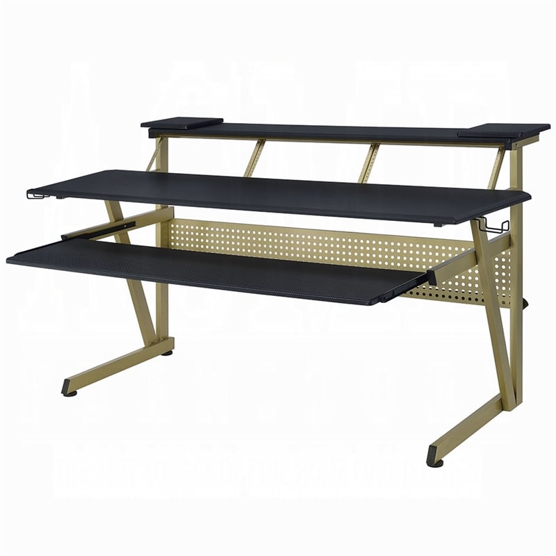 Vion 71 Inch Music Producer Desk for Computer- Black- 3 Tier Shelves