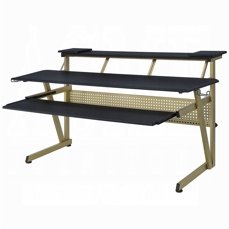Vion 71 Inch Music Producer Desk for Computer- Black- 3 Tier Shelves