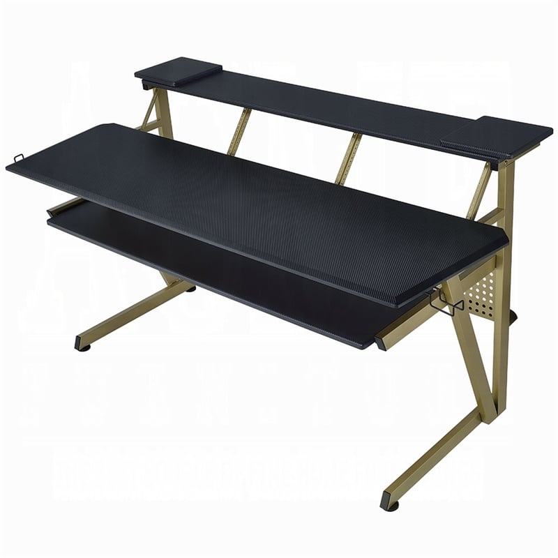 Vion 71 Inch Music Producer Desk for Computer- Black- 3 Tier Shelves