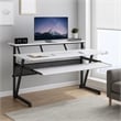 Vion 71 Inch Music Producer Desk for Computer- White- Keyboard Tray